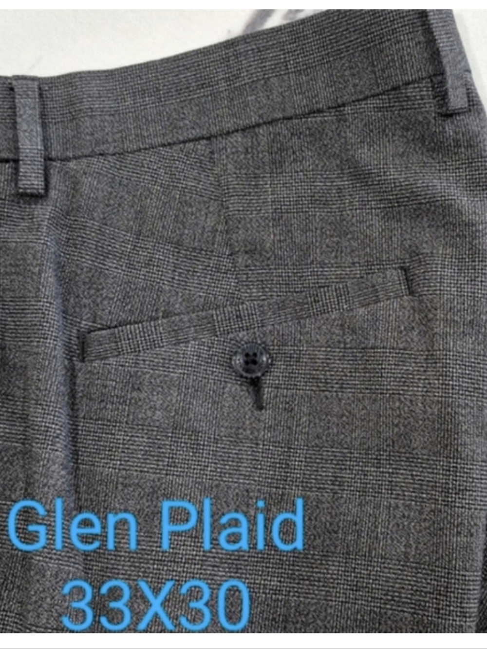EUC Kenneth Cole Slim Fit 33X30 Dress Pants, Charcoal Gray & Black Glen Plaid